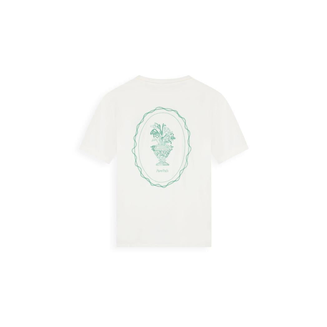 Embroidered Vase T-shirt Off White-Pure Path-Mansion Clothing