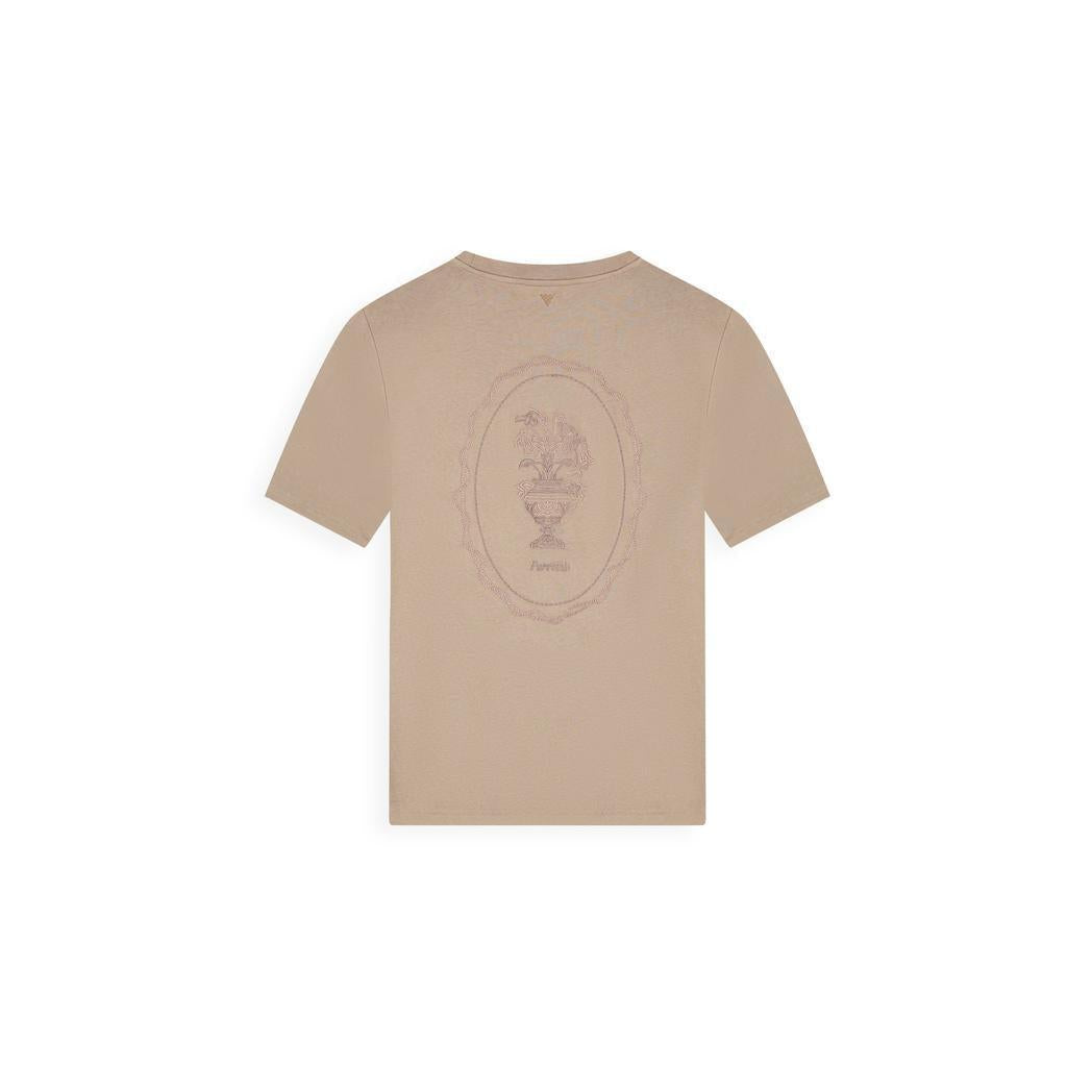 Embroidered Vase T-shirt Taupe-Pure Path-Mansion Clothing