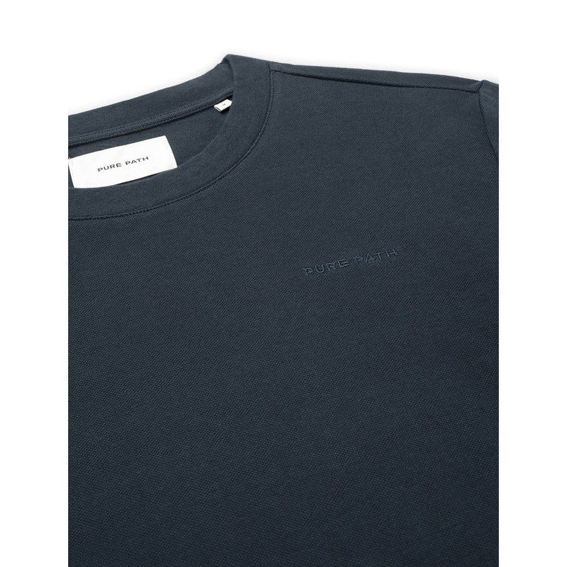 Embroidery Waffle T-shirt - Navy