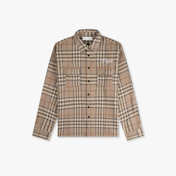 Essence Flannel Shirt Brown/Beige-Croyez-Mansion Clothing