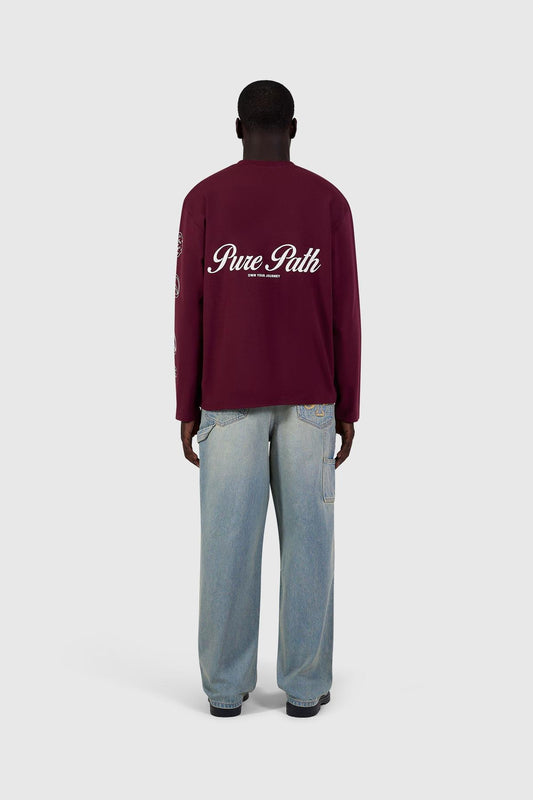 Essence Of Life Longsleeve T-shirt Wine Red-Pure Path-Mansion Clothing