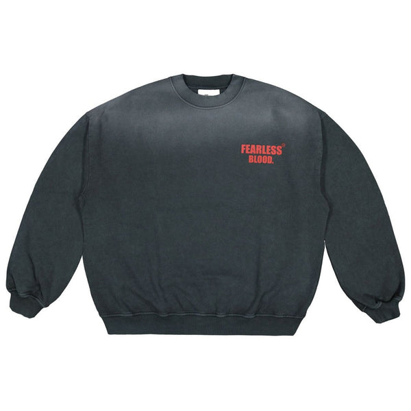 FB-CREW-04 Deep Black-Fearless Blood-Mansion Clothing