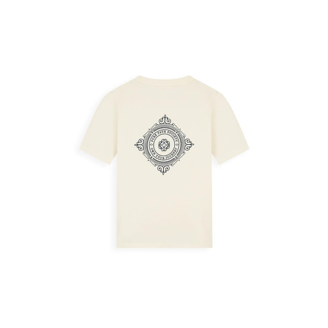 Family Crest T-shirt Ecru-Pure Path-Mansion Clothing