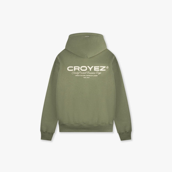 Family owned Business Hoodie Washed Olive-CROYEZ-Mansion Clothing
