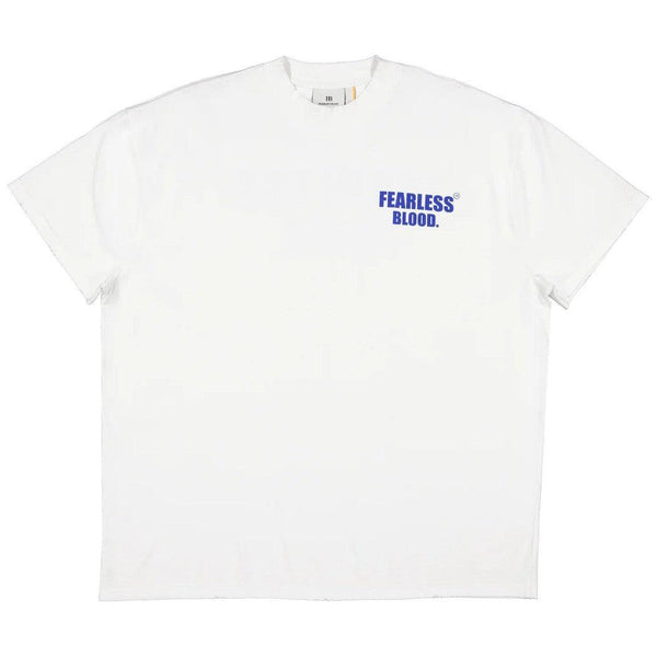 Fearless Blood Logo Tee White/Capri Blue