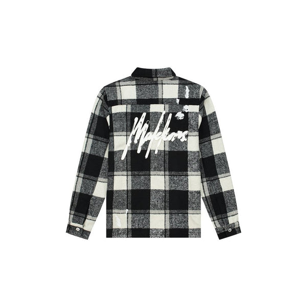 Flannel Overshirt Black/White-Malelions-Mansion Clothing