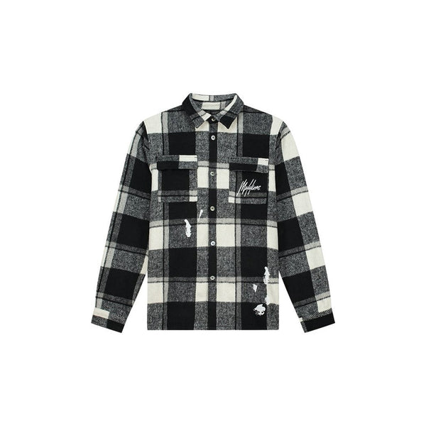Flannel Overshirt Black/White-Malelions-Mansion Clothing