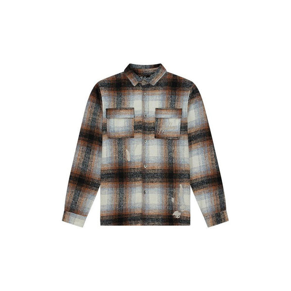 Flannel Overshirt Blue/Beige-Malelions-Mansion Clothing