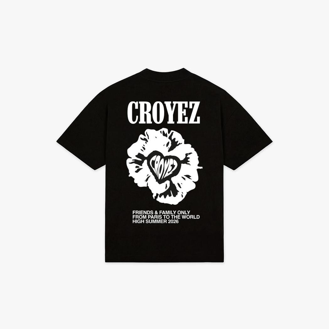 Flower and Heart T-Shirt Black