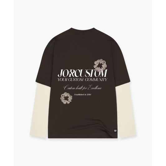 Flowers Double Layered Longsleeve T-Shirt Brown/Creme