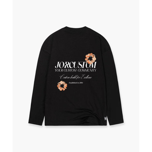 Flowers Longsleeve T-Shirt Black-Jorcustom-Mansion Clothing
