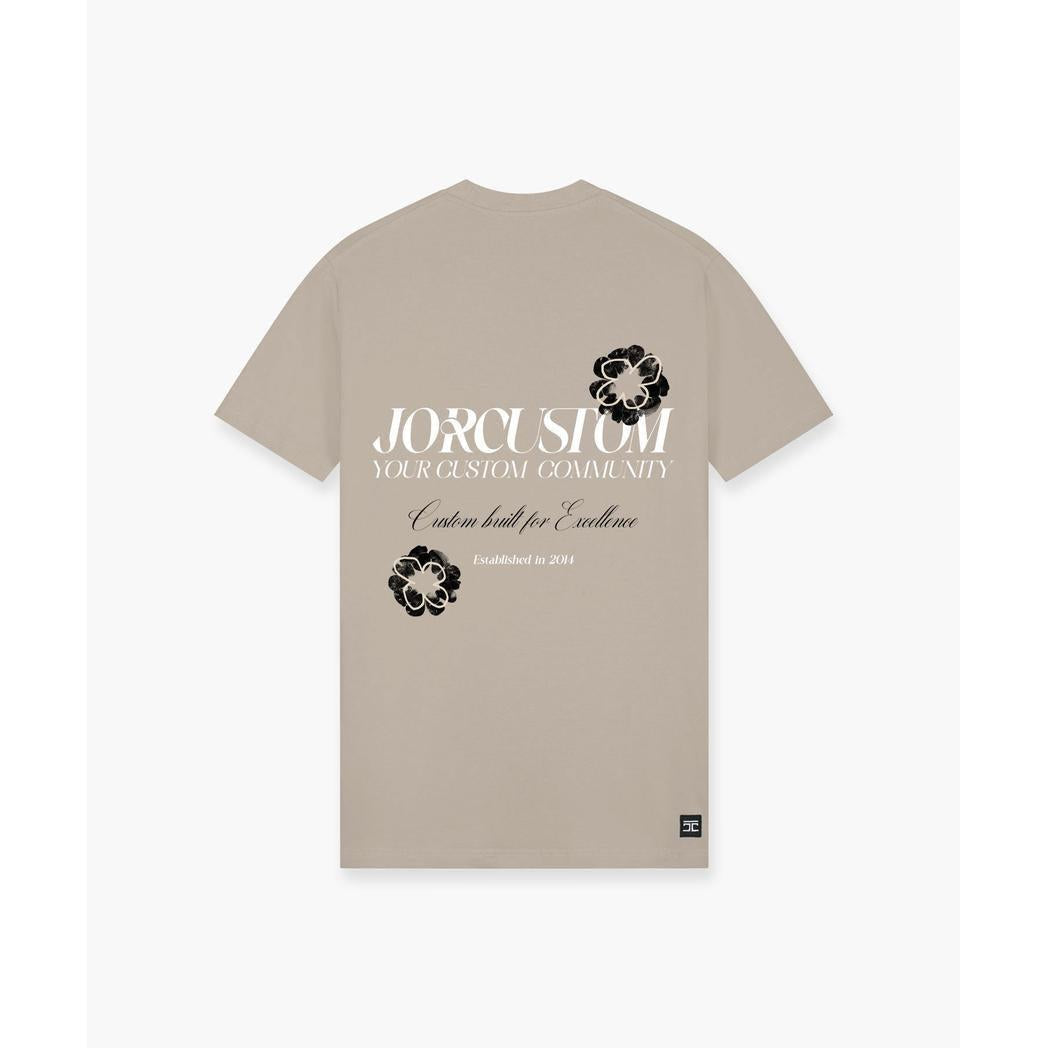 Flowers Slim Fit T-Shirt Taupe-Jorcustom-Mansion Clothing
