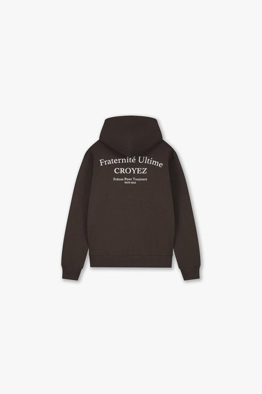 Fraternité Ultime Zip Hoodie Dark Brown-Croyez-Mansion Clothing