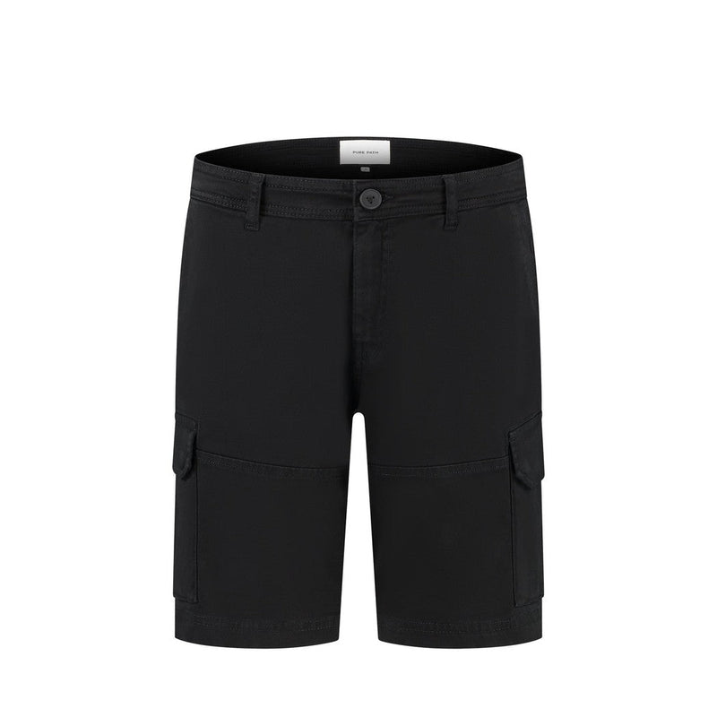 Garment Dye Cargo Shorts - Black