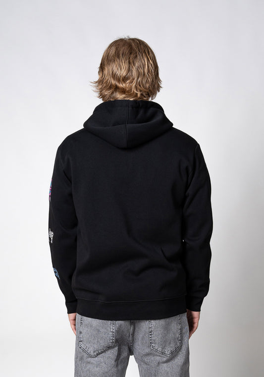 Gunnar Zipped Hoodie Black-wrong friends-Mansion Clothing