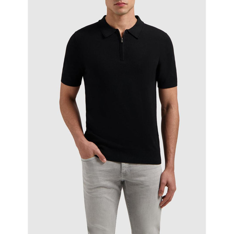 Half-zip Knitwear Polo Black-Pure Path-Mansion Clothing