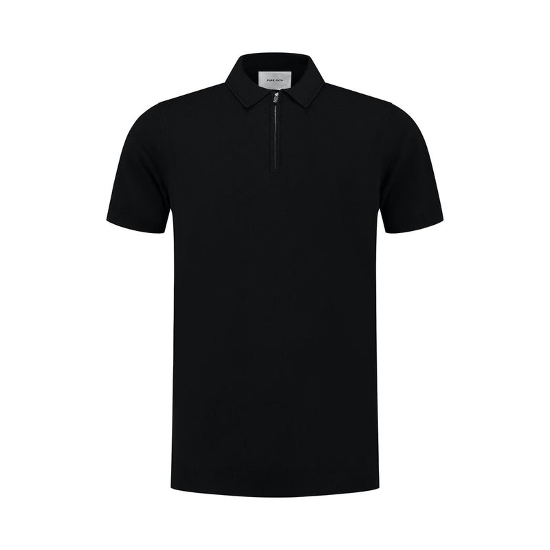 Half-zip Knitwear Polo Black-Pure Path-Mansion Clothing