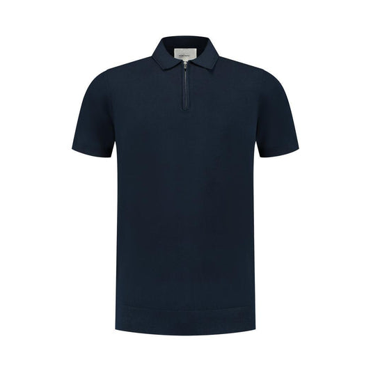 Half-zip Knitwear Polo Navy-Pure Path-Mansion Clothing