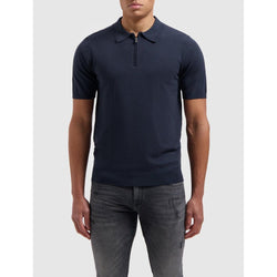Halfzip Knitwear Polo - Navy-Pure Path-Mansion Clothing