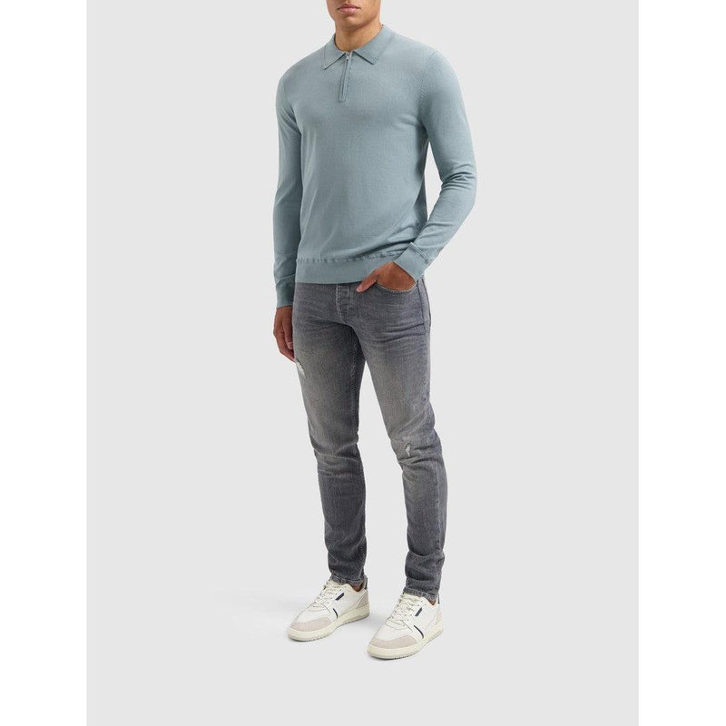 Halfzip Polo Knitwear Blue Grey