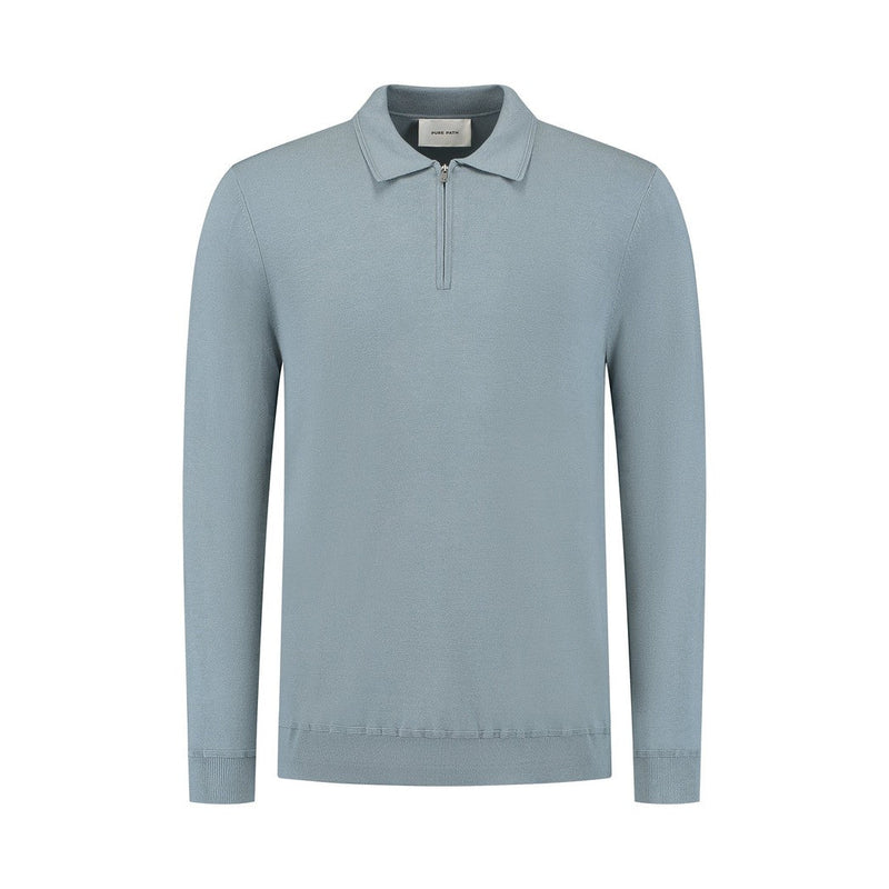 Halfzip Polo Knitwear Blue Grey
