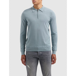Halfzip Polo Knitwear Blue Grey