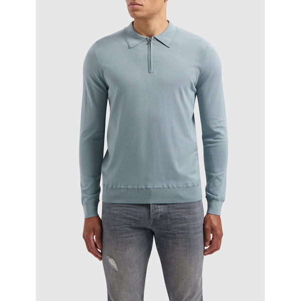 Halfzip Polo Knitwear Blue Grey