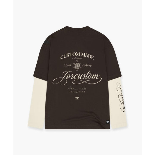 Handscript Double Layered Longsleeve T-Shirt Brown/Creme