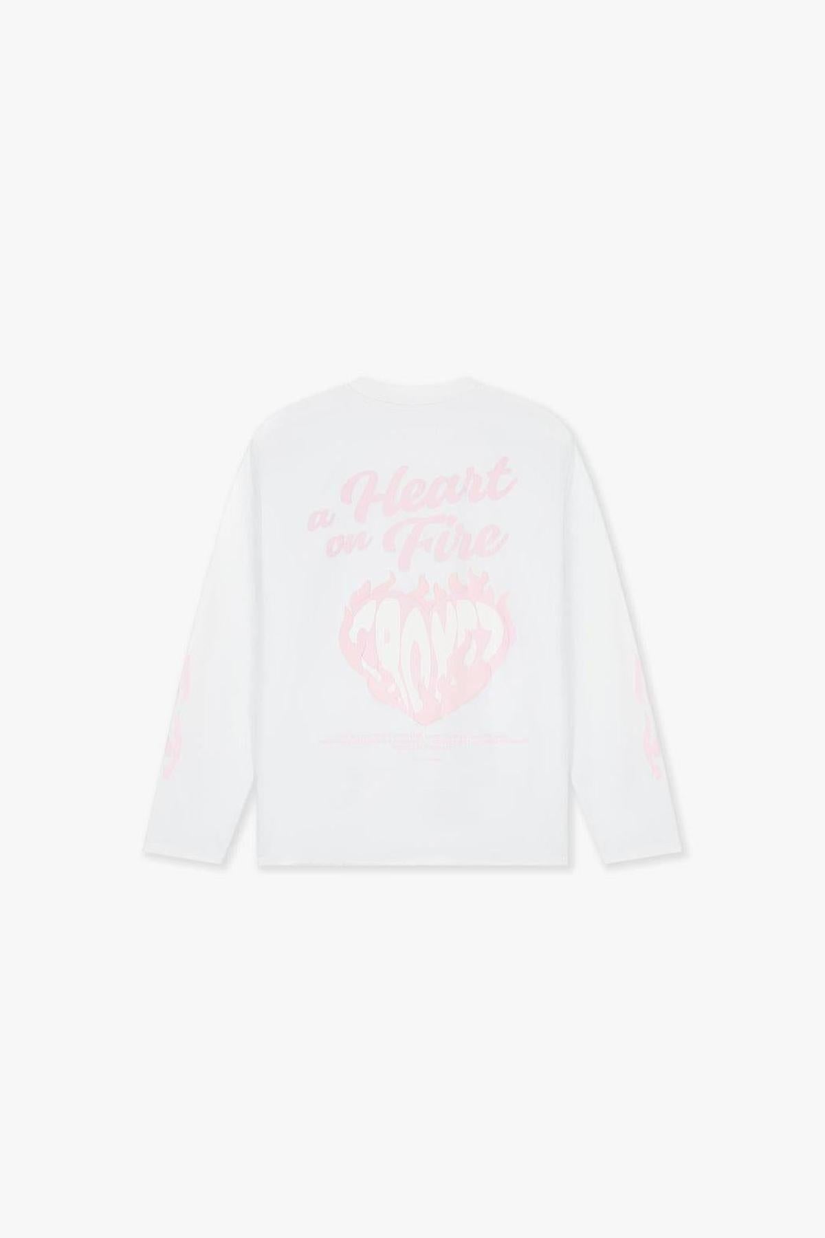 Heart On Fire Longsleeve White/Pink