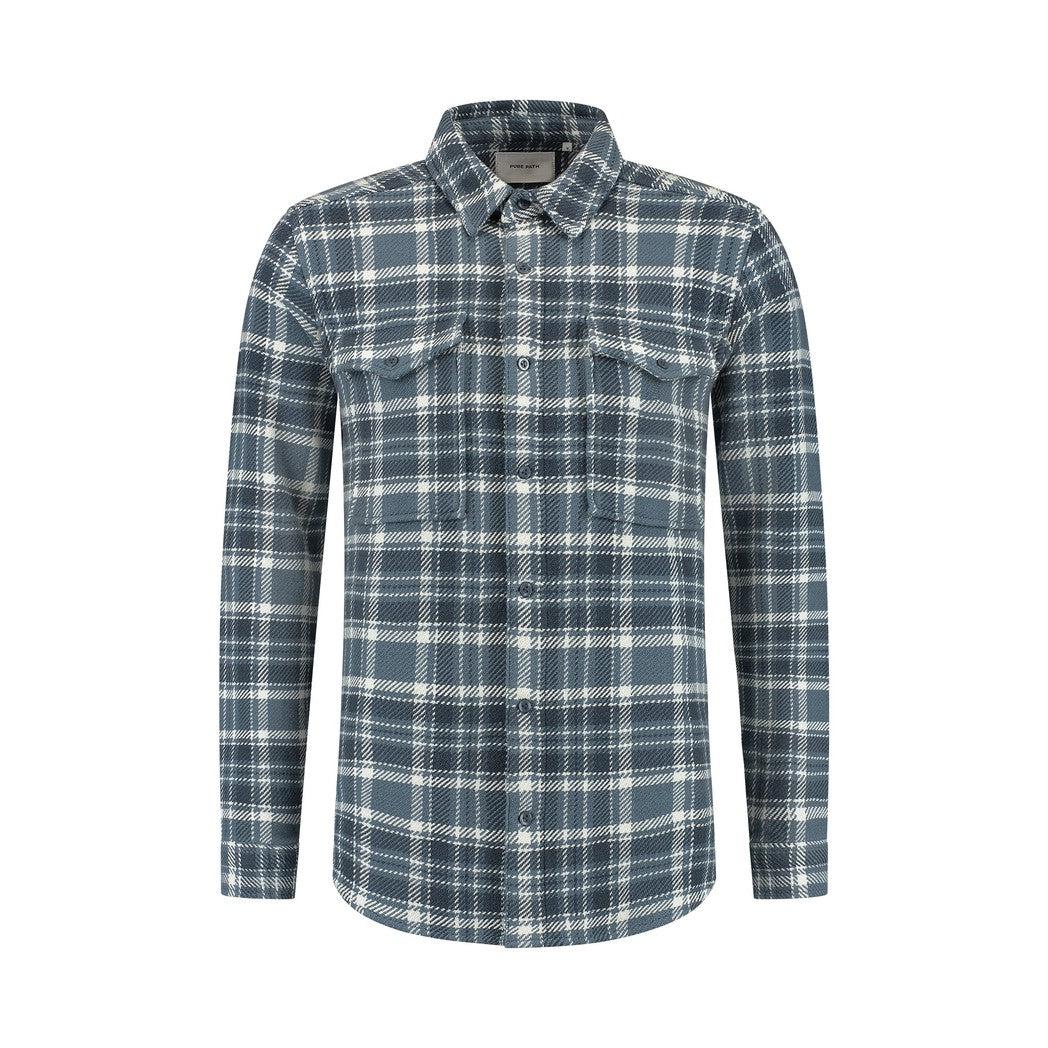 Heavy Twill Checked Shirt Blue