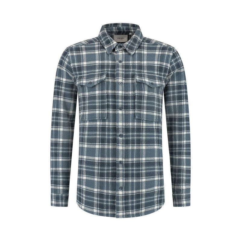Heavy Twill Checked Shirt Blue