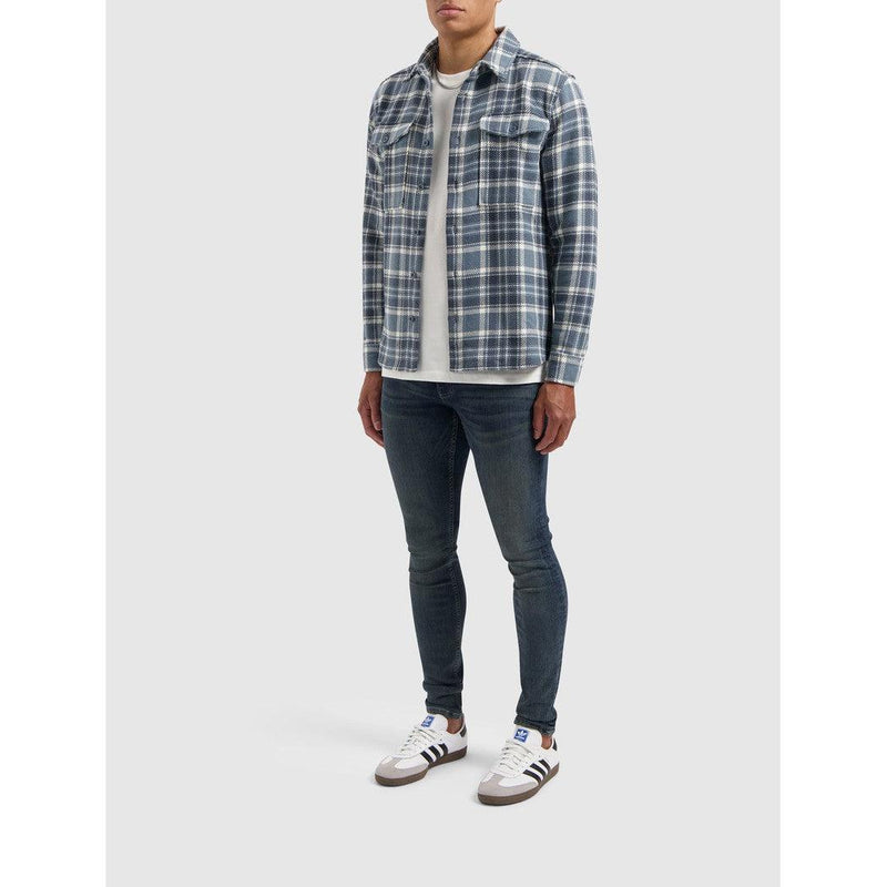 Heavy Twill Checked Shirt Blue