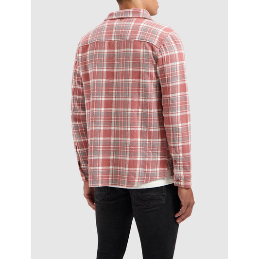 Heavy Twill Checked Shirt Dark Peach-Pure Path-Mansion Clothing