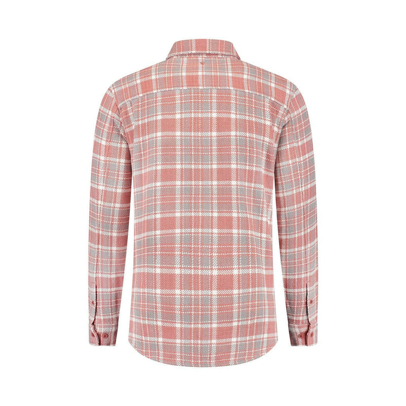Heavy Twill Checked Shirt Dark Peach-Pure Path-Mansion Clothing