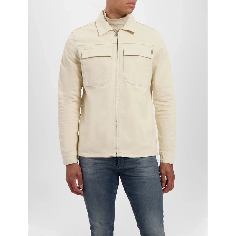 Heavy Twill Zip Up Shirt-Purewhite-Mansion Clothing