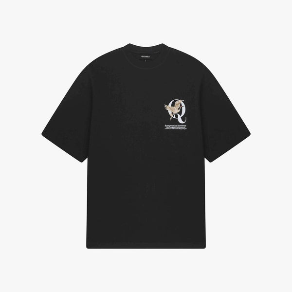 Heron T-shirt BLACK/WHITE-Quotrell-Mansion Clothing