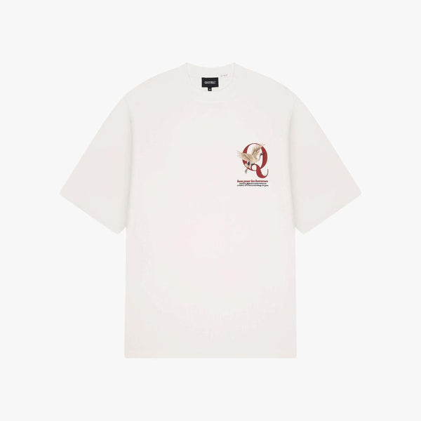 Heron T-shirt OFF WHITE/RED-Quotrell-Mansion Clothing