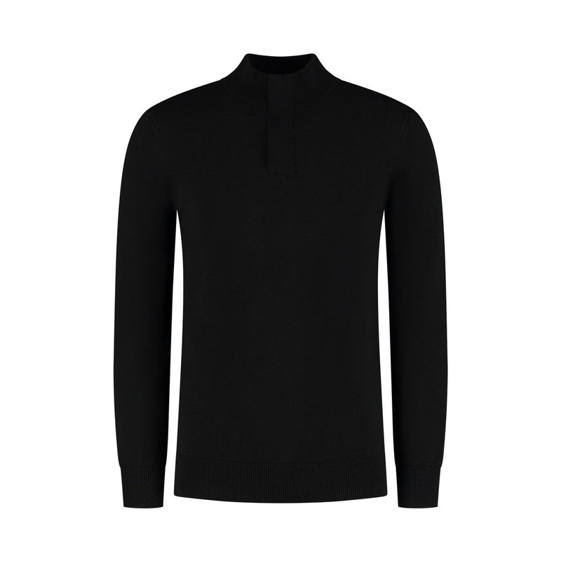 Hidden Halfzip Knitwear Black-Pure Path-Mansion Clothing