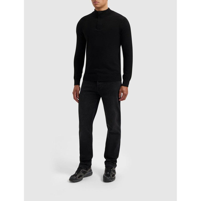 Hidden Halfzip Knitwear Black-Pure Path-Mansion Clothing