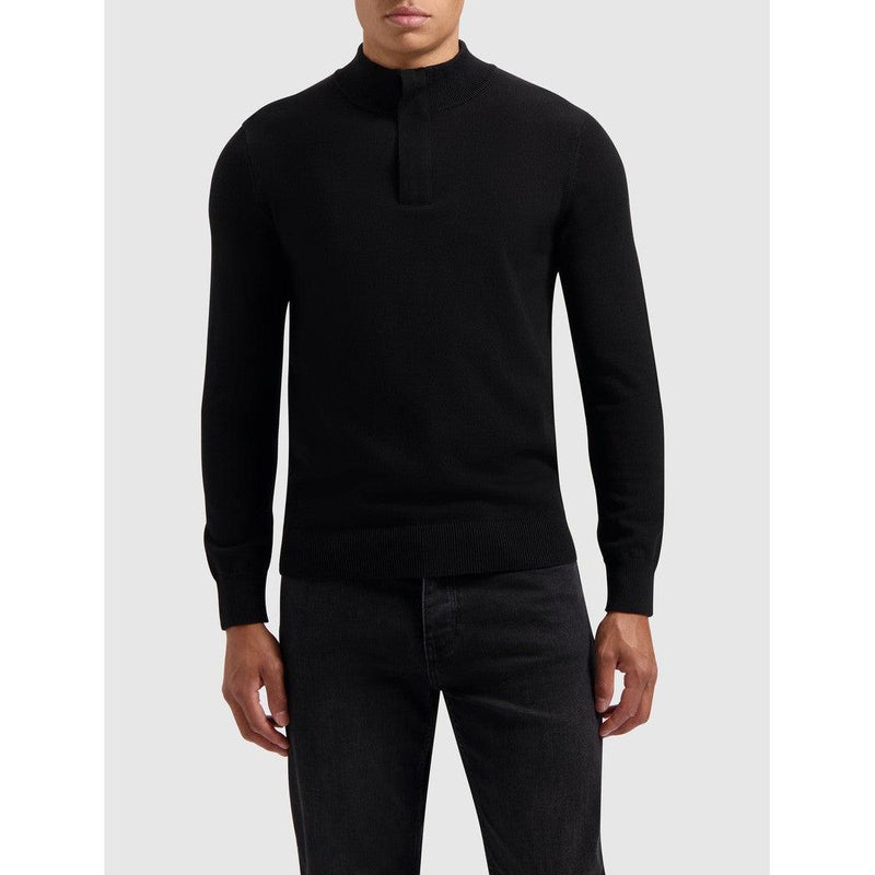 Hidden Halfzip Knitwear Black-Pure Path-Mansion Clothing