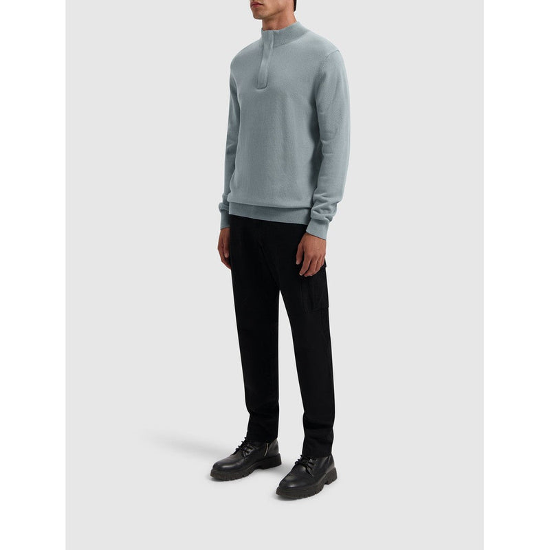 Hidden Halfzip Knitwear Blue Grey-Pure Path-Mansion Clothing