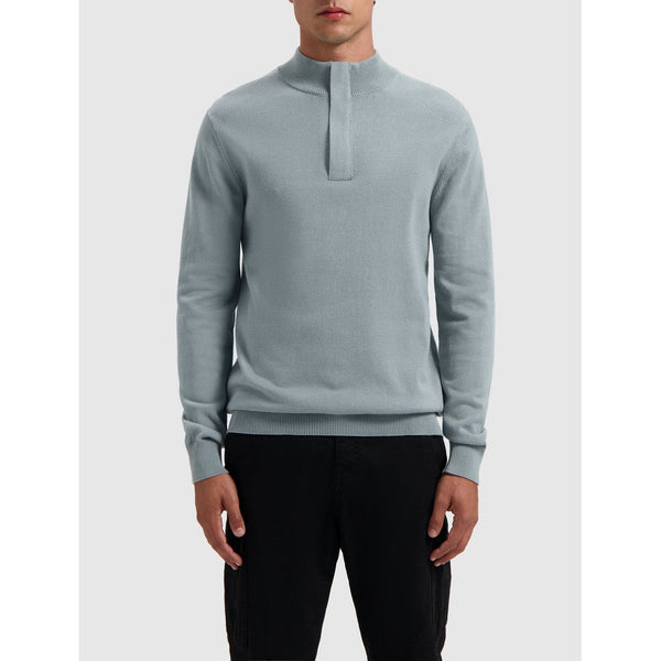 Hidden Halfzip Knitwear Blue Grey