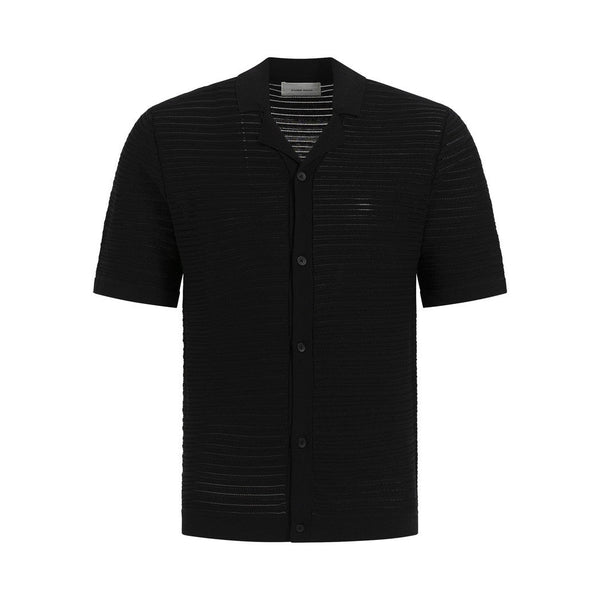 Horizontal Striped Knitwear Shirt - Black