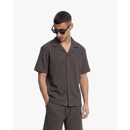 Initial Waffle Shirt Washed Brown