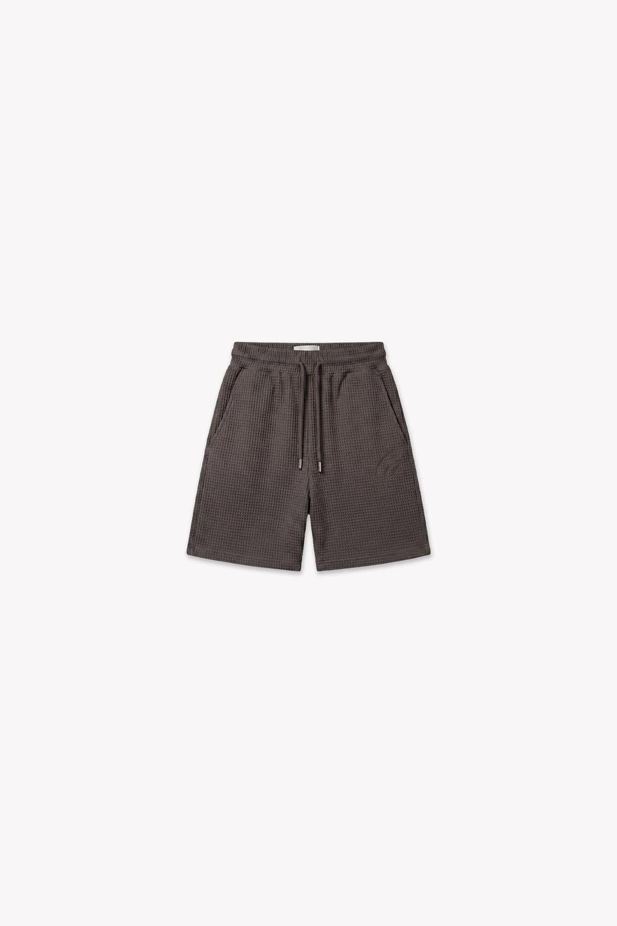 Initial Waffle Shorts Washed Brown