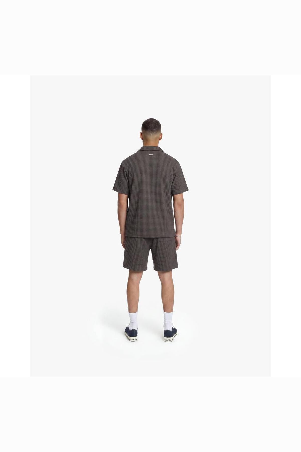 Initial Waffle Shorts Washed Brown