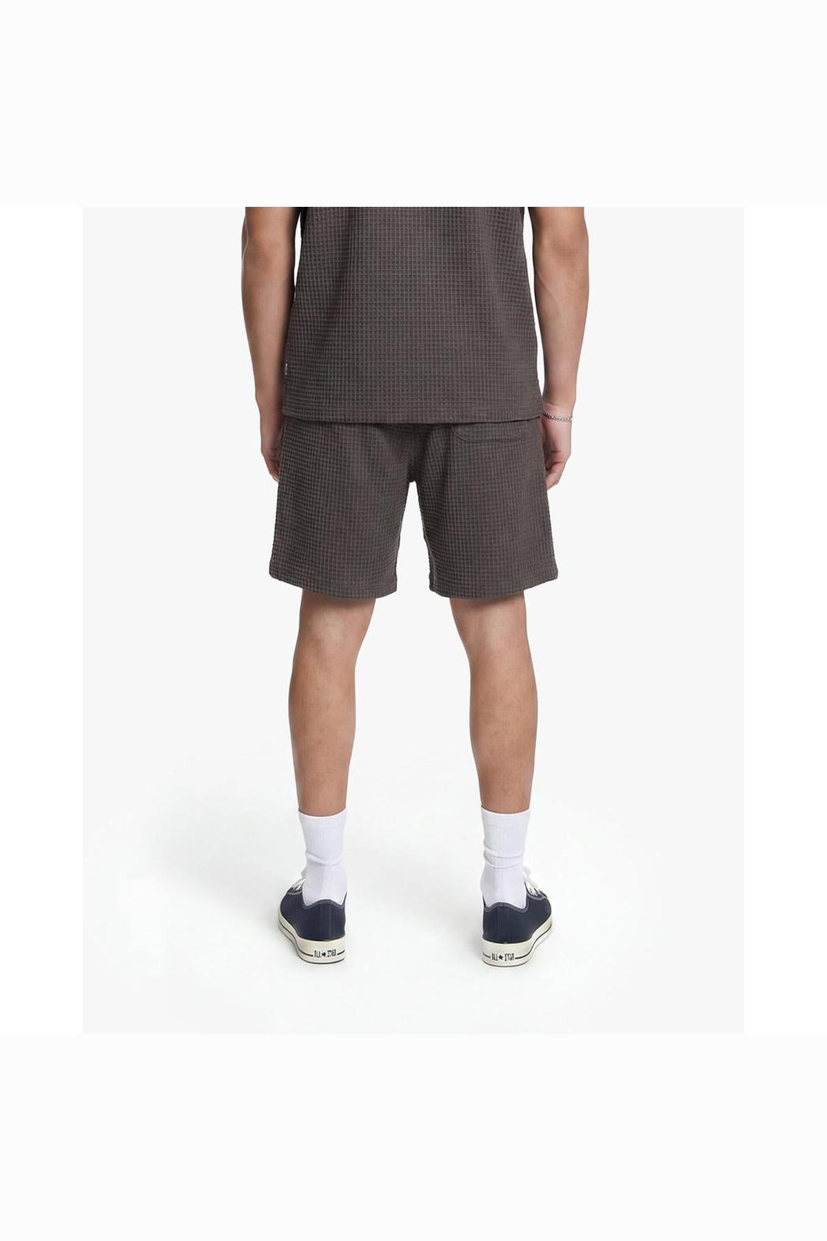 Initial Waffle Shorts Washed Brown