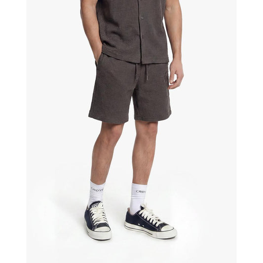 Initial Waffle Shorts Washed Brown