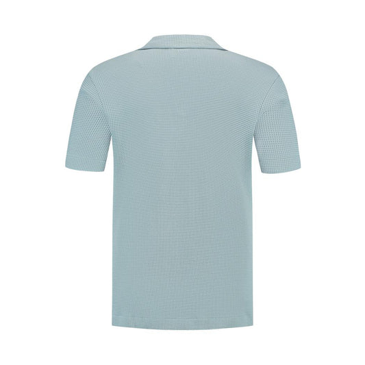 Initials Waffle Polo Blue Grey