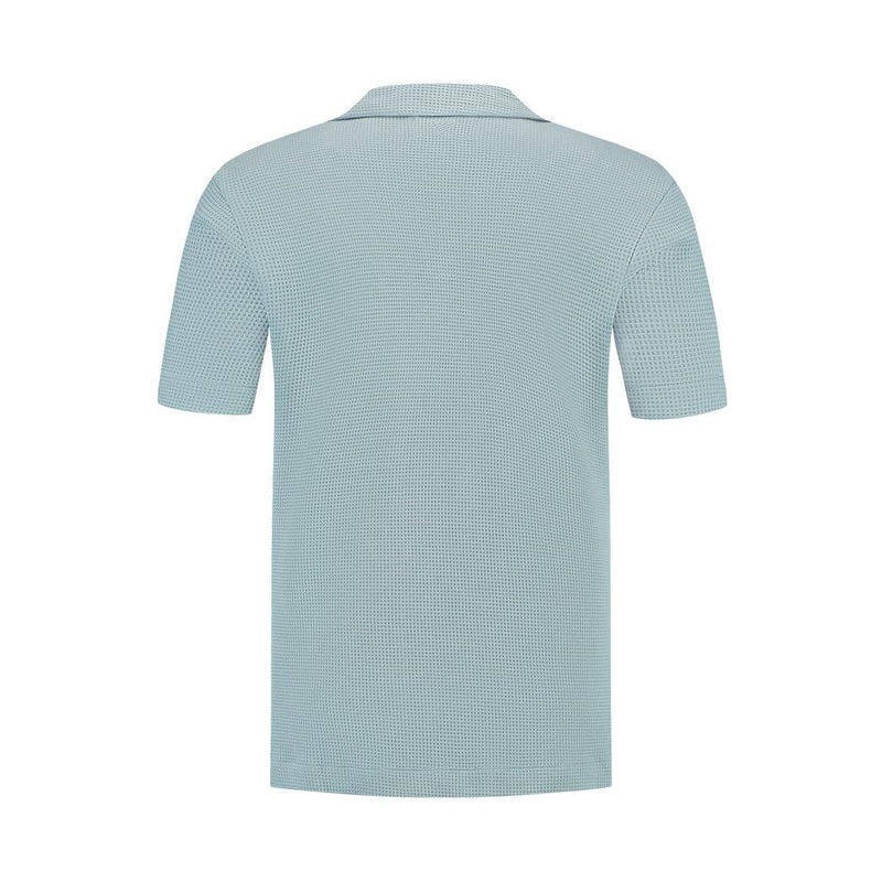 Initials Waffle Polo Blue Grey-Pure Path-Mansion Clothing